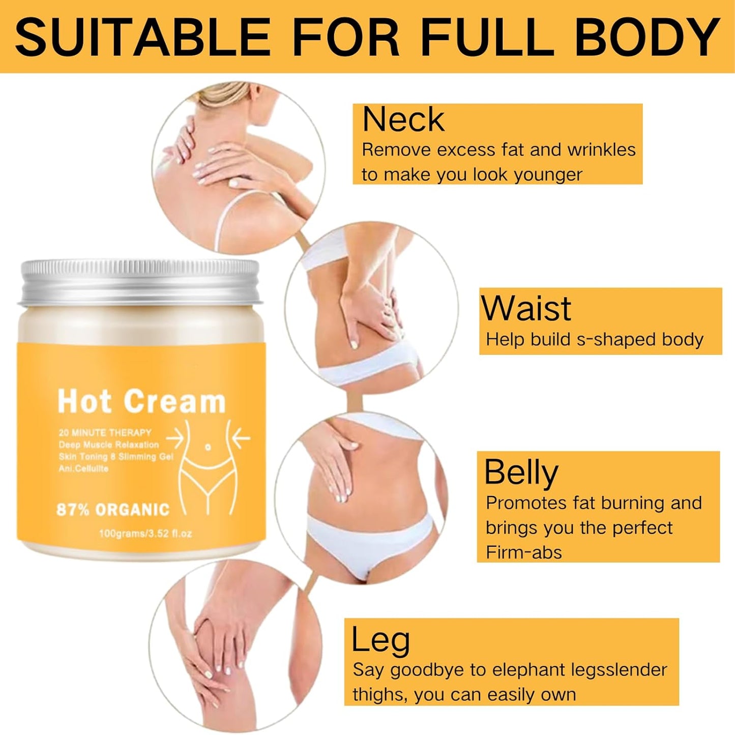 Anti Cellulite Cream - Cellulite Cream for Shaping Body - Hot Cream for Cellulite Treatment - Cellulite Remover for Men & Women - Skin Tightening Cream Body for Tighting Body